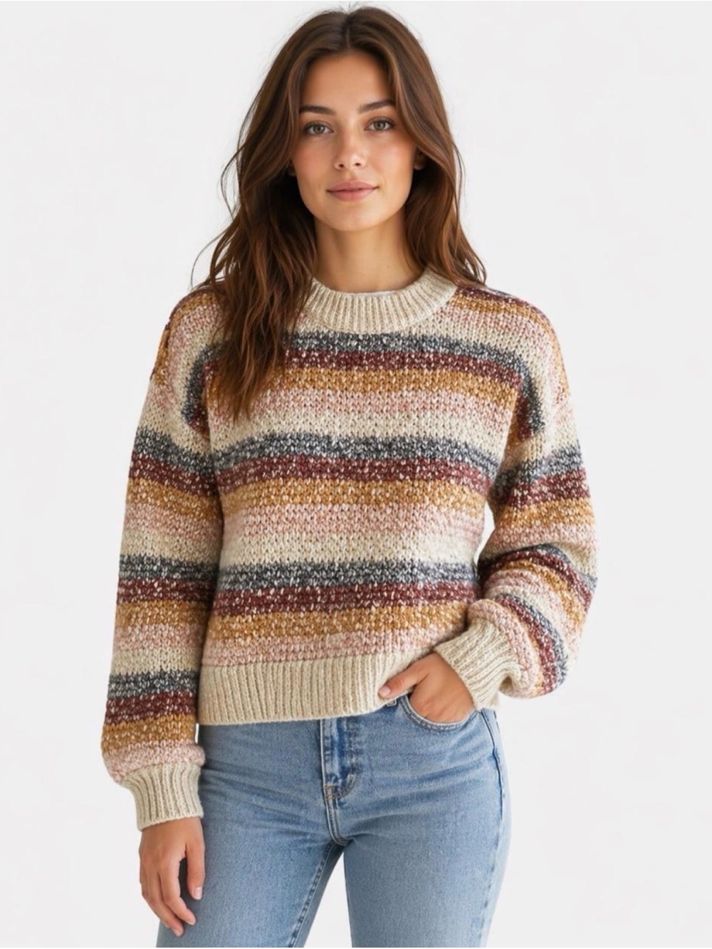 NWOT Madewell Baez Pullover Sweater in Marled Fog Size XL